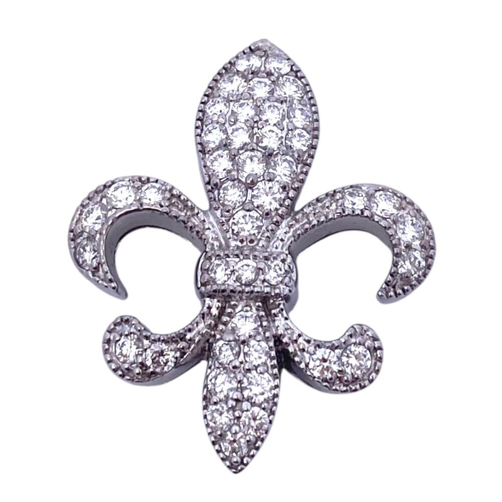 SOLD 18K White Gold Fleur-De-Lis Diamond Pendant